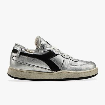 Diadora Heritage Mi Basket Row Cut Silver Used Strieborne / Cierne - Damske Tenisky